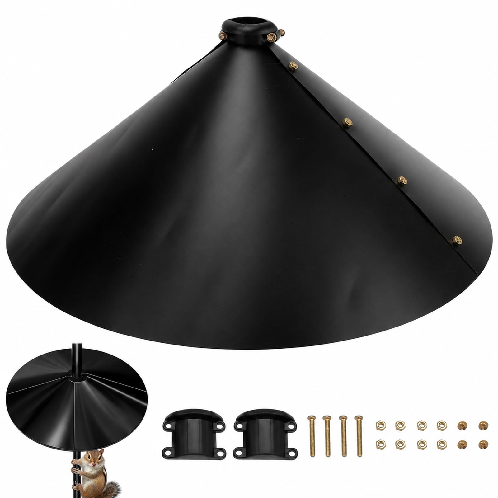 Squirrel Baffle Dome - 18 Inch Wrap Around Squirrel Proof Bird Feeder Baffle with Seed Catcher Tray & Rain Cover,Universal Fit for Any Bird Pole,for Wild Bird Pole Feeders, Reusable Squirrels Proof