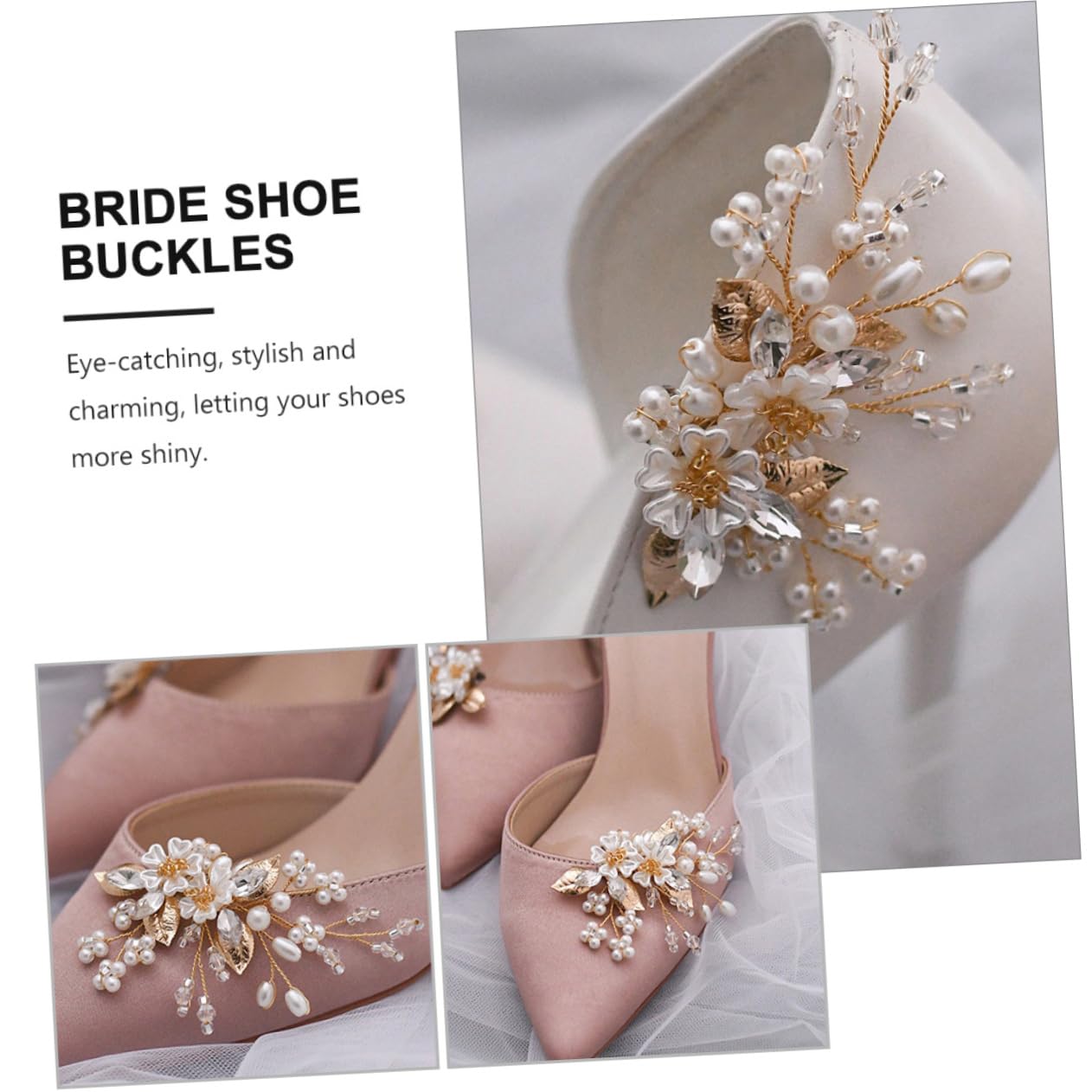 Ipetboom 3 Paia Fibbie per Scarpe Sposa Decorative Accessori Rimovibili per Matrimonio e Speciali per Scarpe Cerimonia