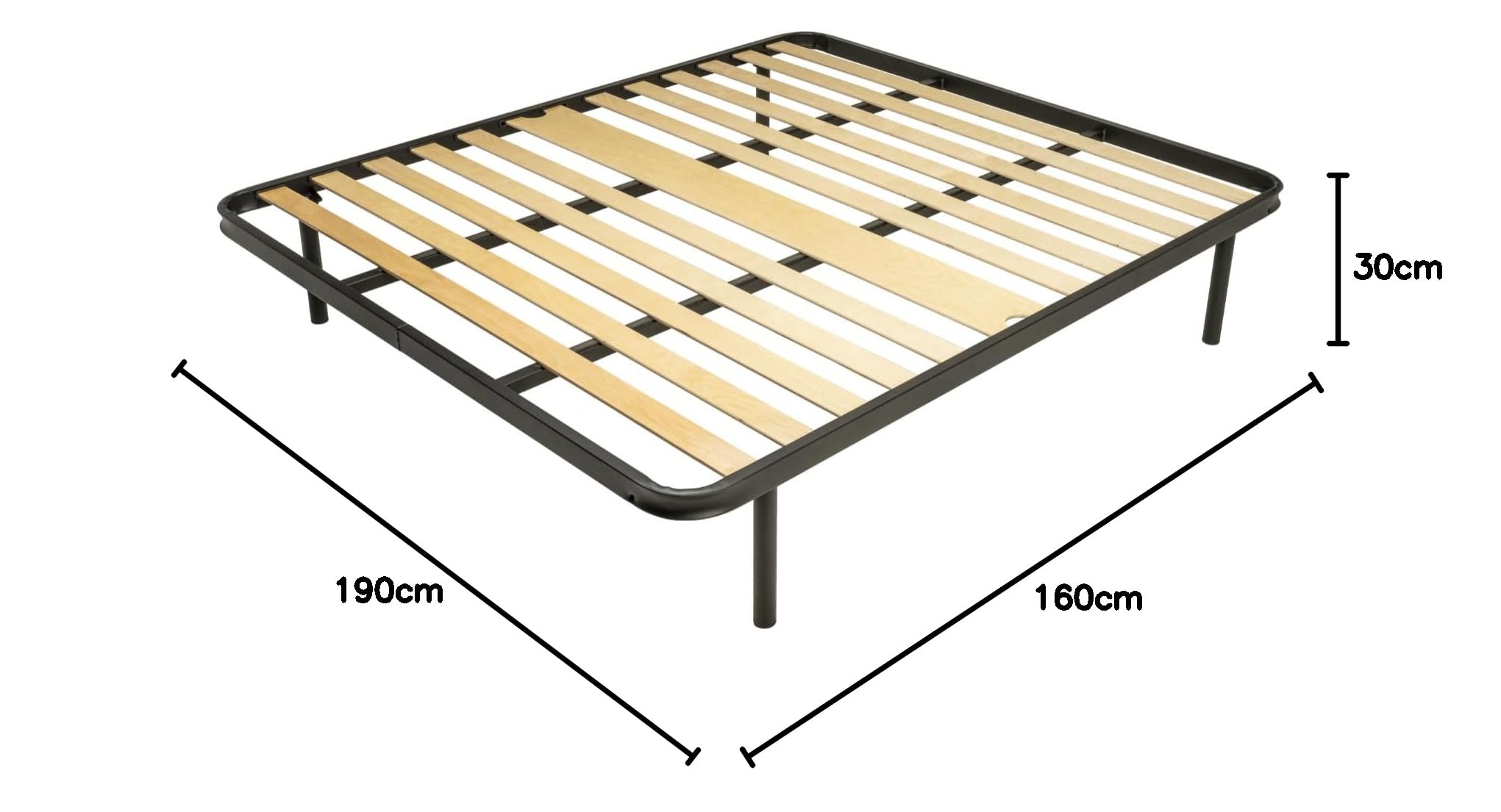 Win Bed - IDEALE - RETE MATRIMONIALE 160x190 Ortopedica a Doghe in Legno – Telaio in Acciaio Rinforzato con Piedi Antiscivolo Smontabili