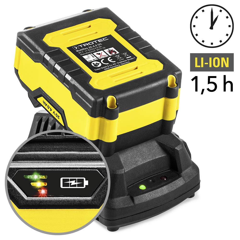 TROTEC Cepillo eléctrico inalámbrico PPLS 10-20V Cepillo (20 V 4.0 Ah/max. 1.5 mm profundidad de corte/max. 82 mm ancho de cepillado/10 mm profundidad de rebaje)