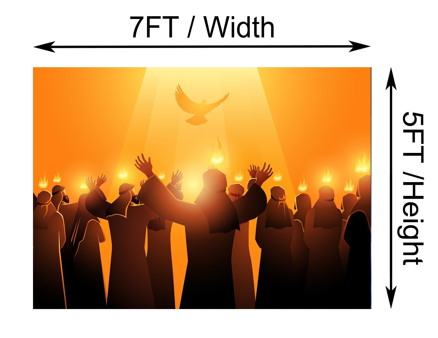 BELECO 7x5ft Fabric Pentecost Backdrop Pentecost Sunday Holy Spirit Dove,Christian Crosses Biblical Background Religious Belief Christian Church Pentecost Party Decorations Banner Photo Prop - View #6