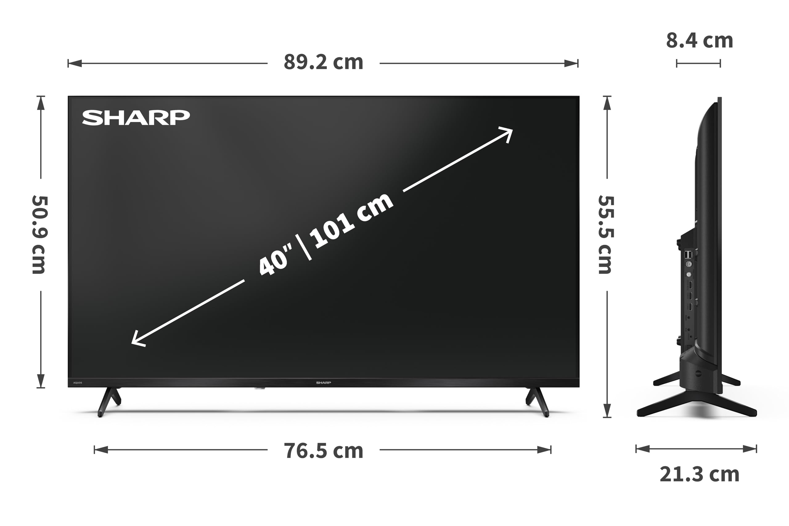 SHARP 40HF3265E - 40 Zoll QLED Full HD Smart TV, Google TV Fernseher mit Triple Tuner DVB-T2/C/S2, HDR10, Google Assistant Sprachsteuerung, Bluetooth, WLAN, Frameless Design (101 cm)