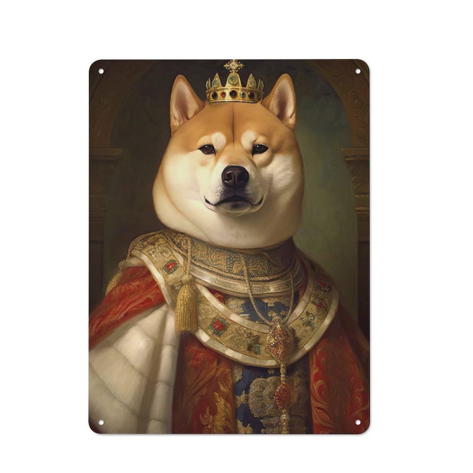 Shiba Inu The King Cottage Metal Wall Decor 40x30cm, Shed Metal Sign for Conservatory, Home Bar Or Utility Room