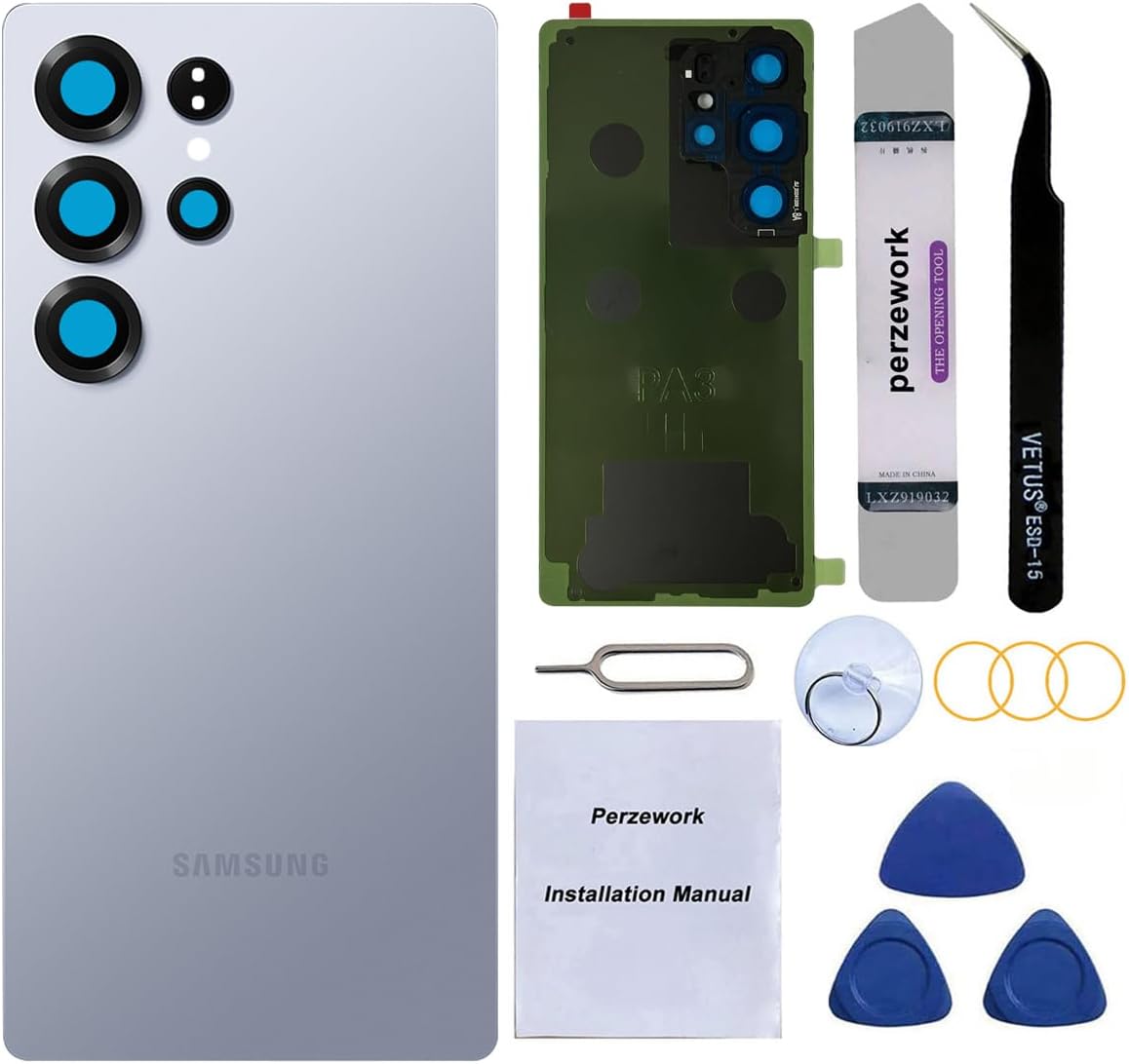 Rear Back Glass Replacement for Samsung Galaxy S25 Ultra 6.9-inches with Reparing Toolkit(Titanium Silverblue)