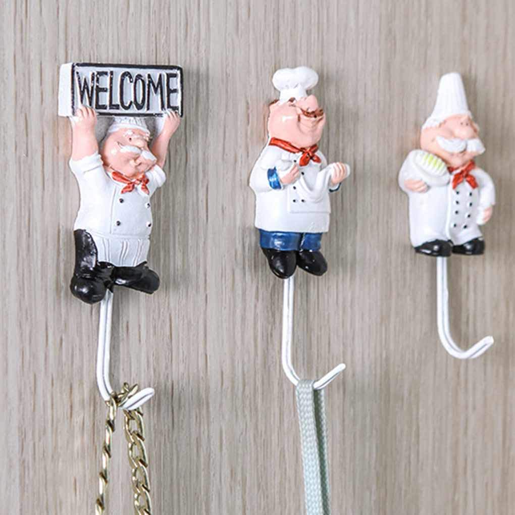 4pcs Chef Cartone Animato in Acciaio Inossidabile Importante Abbigliamento Appendiabiti Cappello Gancio da Cucina in Acciaio Inossidabile Bagno Asciugamano Ganci