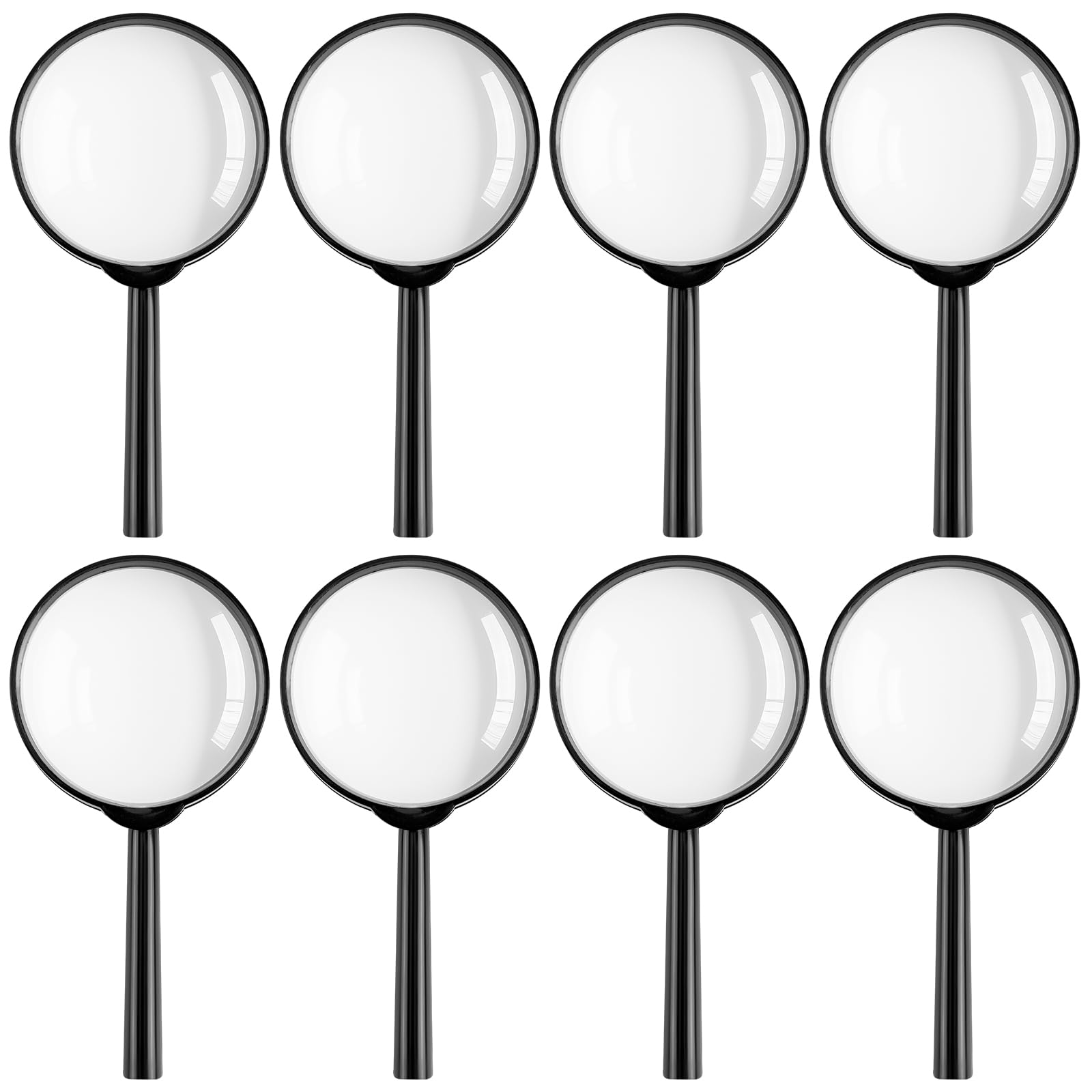 8Pcs Magnifying Glass, 5X Handheld Reading Magnifier Glasses Shatterproof magnify Lens with Non-Slip Rubber Hand-held Gift for Kids Boys Girls Children Insect Seniors Visually Impaired