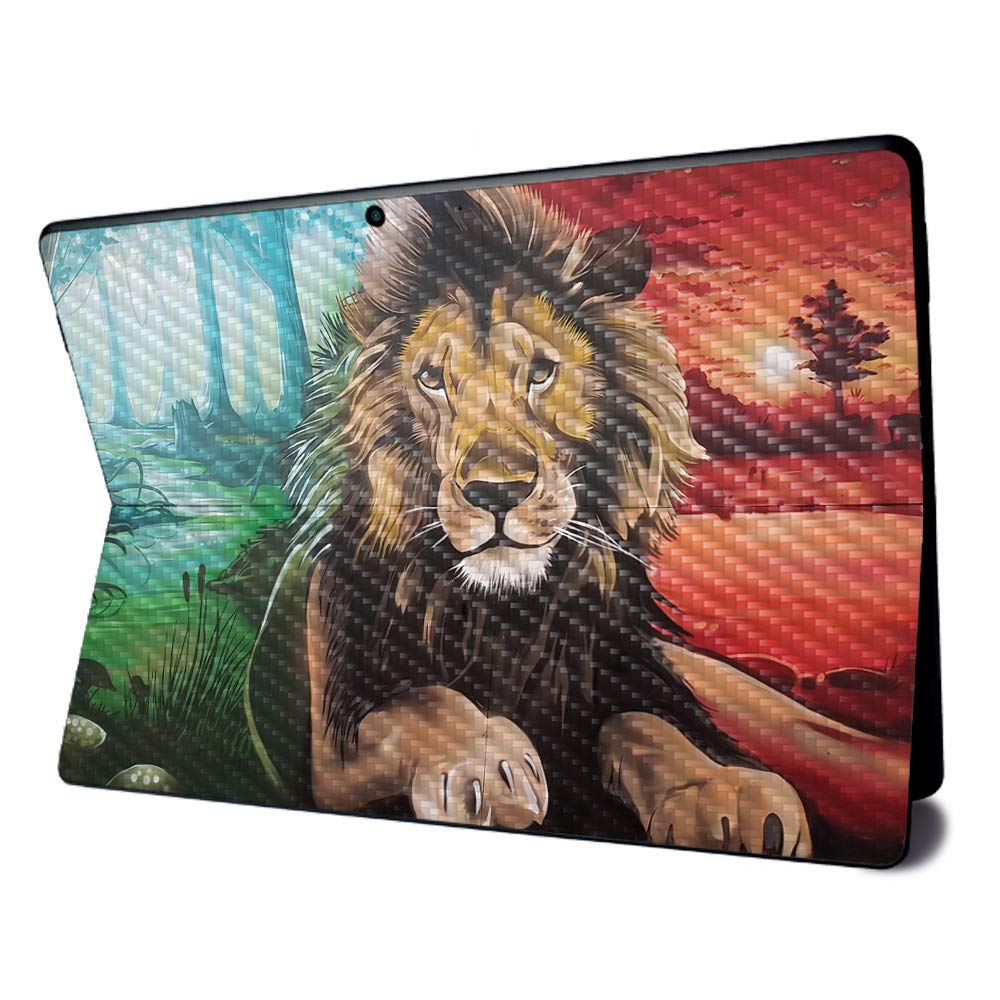 MightySkins Carbon Fiber Skin for Microsoft Surface Pro X - Split Lion | Textured Carbon Fiber Finish | Easy to Apply, Remove, and Change Styles | Made in The USA