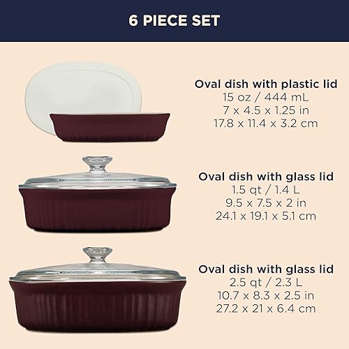 Miniatura 2 de Juego de ollas de cerámica CorningWare con tapas resistentes a las astillas y grietas, apto para microondas, lavavajillas, horno, congelador y