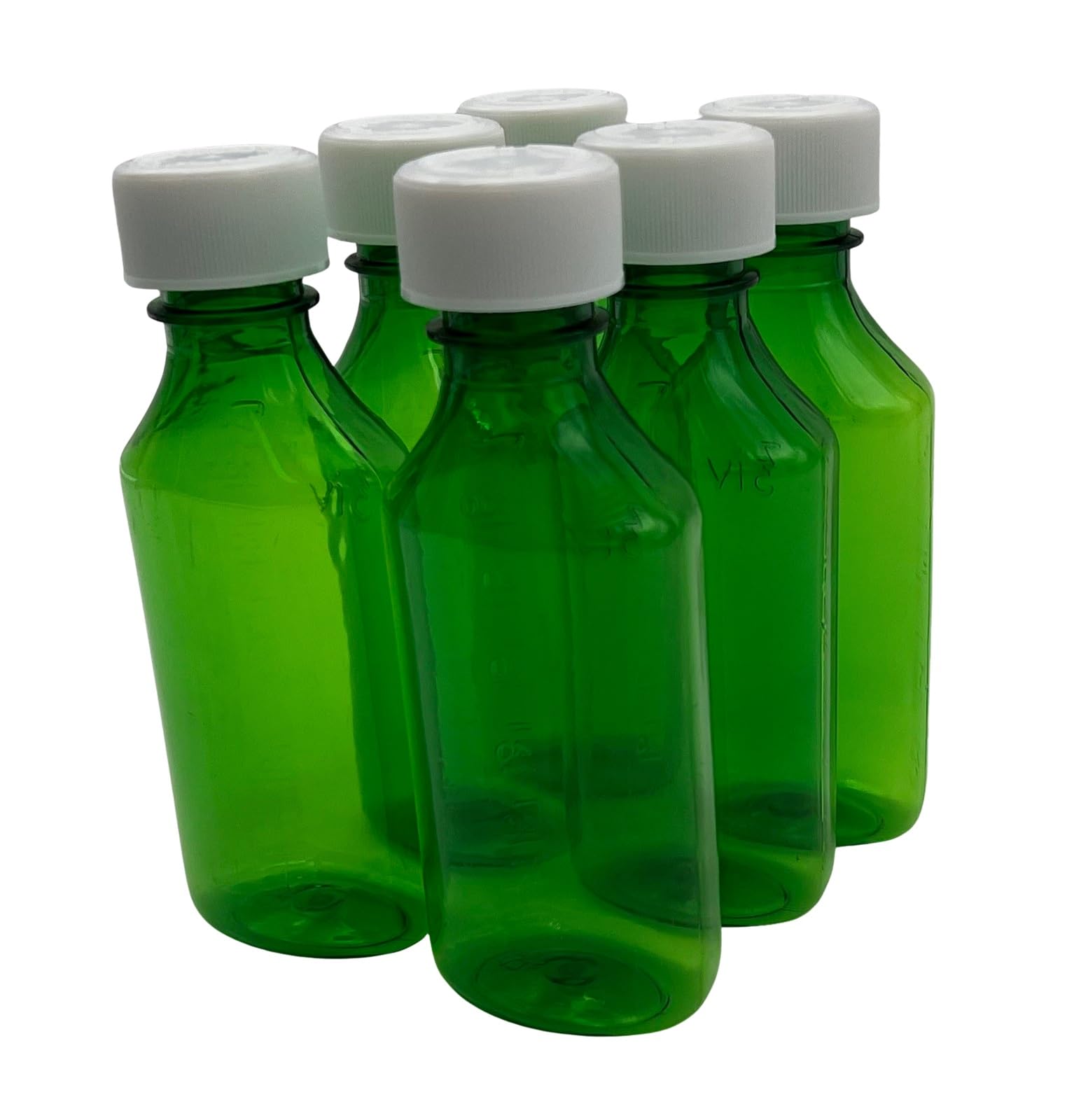 Sandhill Tools Premium Green Oval Plastic Liquid Medicine Bottles with Child Resistant Caps 4 oz (Pack of 6)