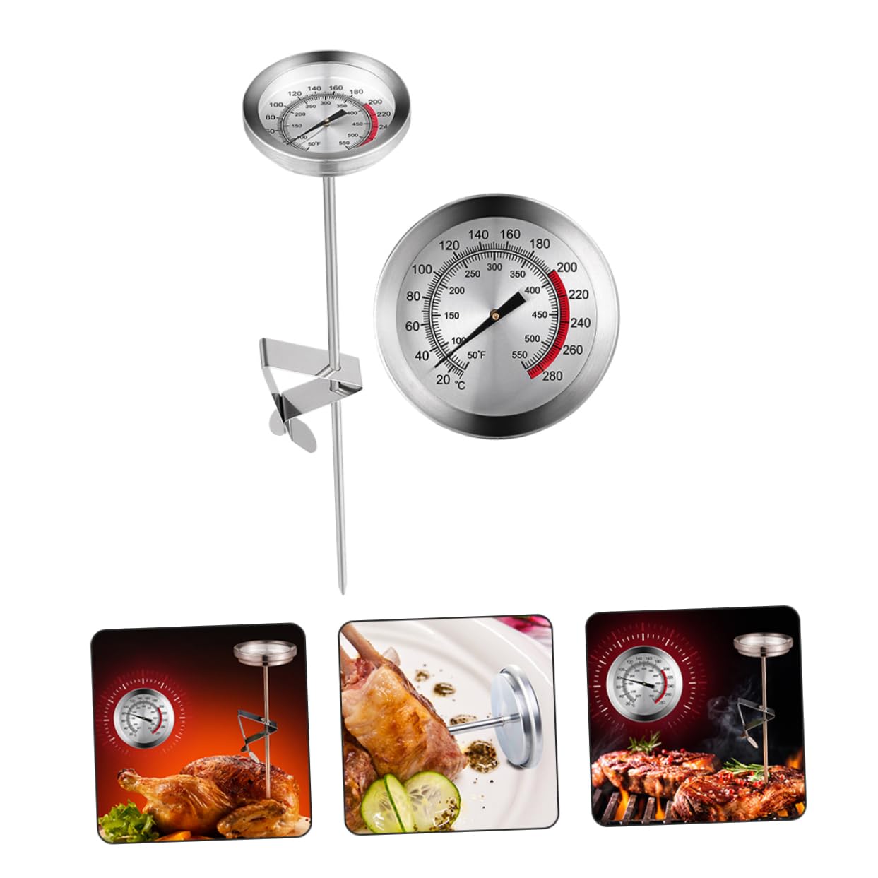 MAGICLULU 2pezzi Termometro Da Cucina Inossidabile Con Punta Sottile Per Bbq Frittura e Cottura Di Carne Misurazione Rapida e Precisa Della Temperatura Per Ogni Occasione
