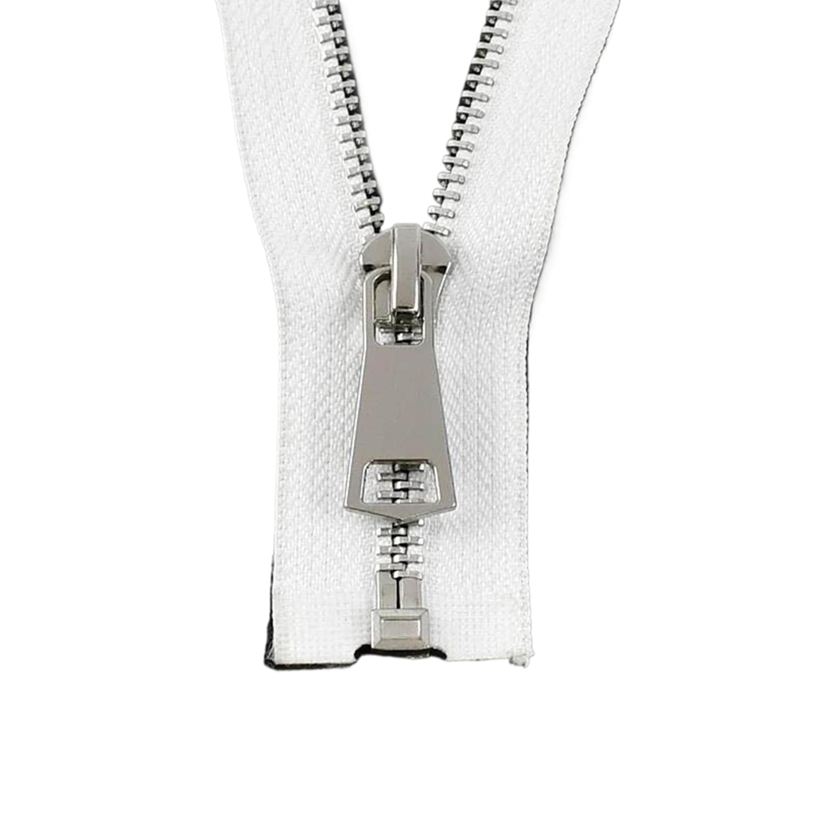2pcs 40-120 cm 5# Metal Zipper Open-end Auto Lock Zips Sewing Zippers Single Slider Silver Teeth Zip, White, No5,70cm
