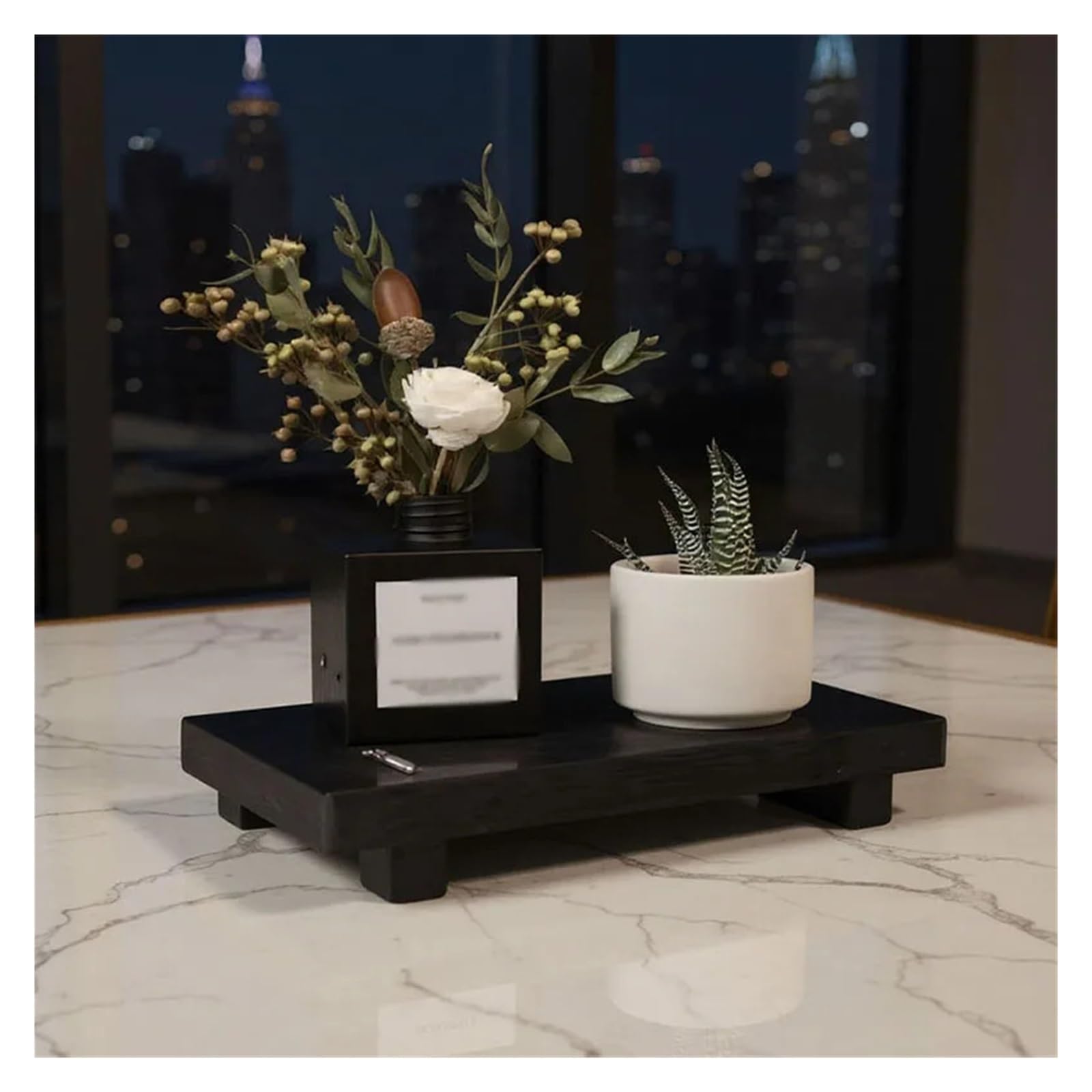 Elegante bandeja de silicona blanca – Jabonera de madera retro versátil y decorativa para macetas y accesorios de baño y decoración elegante del hogar