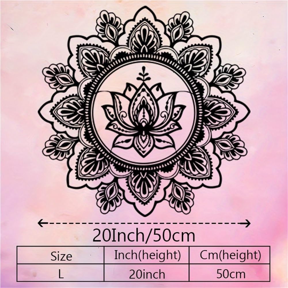 Decoración de pared abstracta contemporánea de metal con arte de loto, mural de mandala de flores de hierro, jardín zen para exteriores para espacio de meditación, estudio de yoga o patio (50 cm/