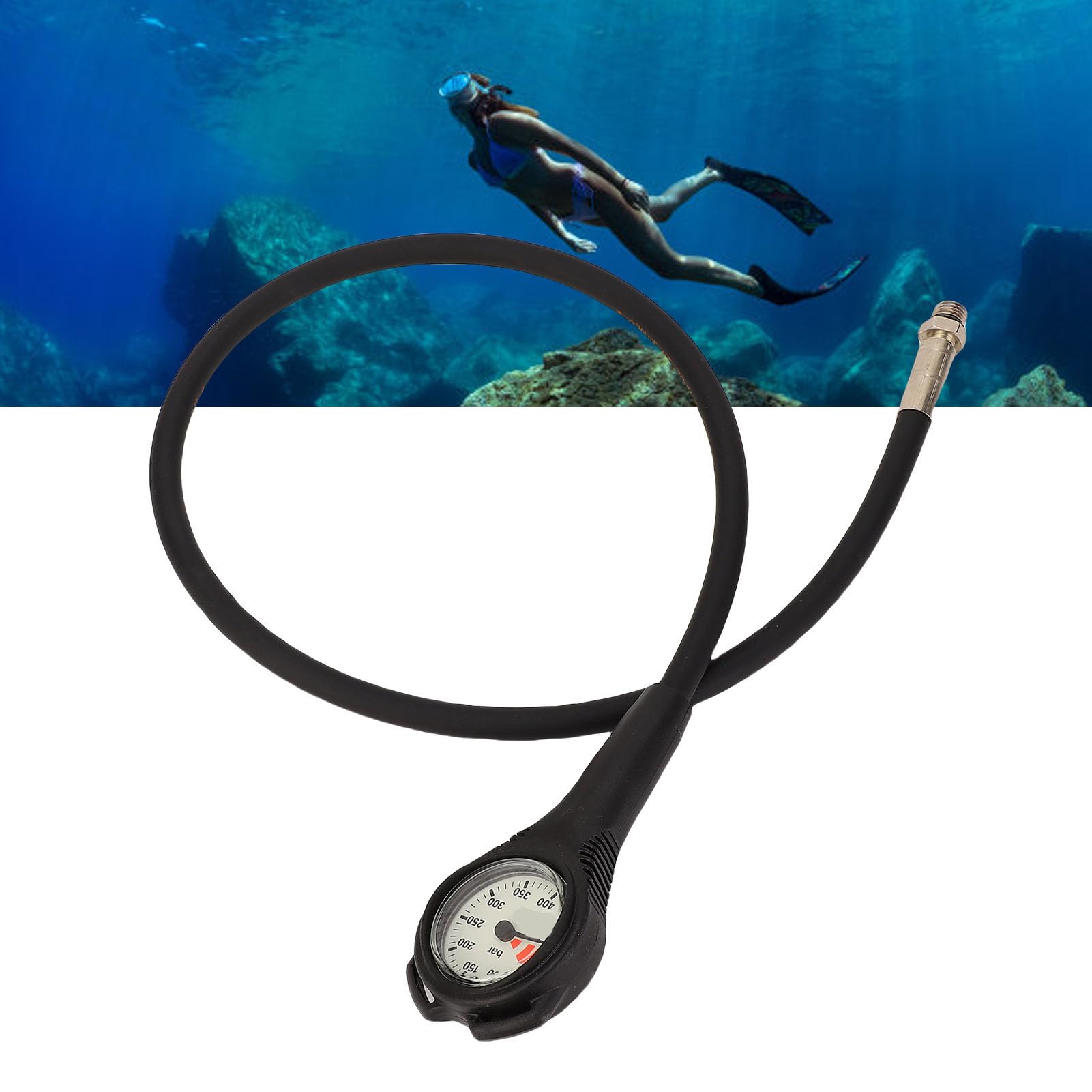 Jiawu Manometro di Precisione per Immersioni Subacquee per Esplorazioni Subacquee con Display Chiaro per Subacquei Materiale TPR