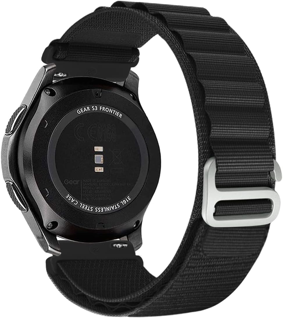 MroTech 22mm Alpine Loop Compatible Samsung Galaxy Watch 46mm Correa Gear S3 Frontier Pulsera repuesto para Galaxy Watch 3 45mm Banda Nailon con Gancho en G de Titanio para Hombres Mujeres,Negro