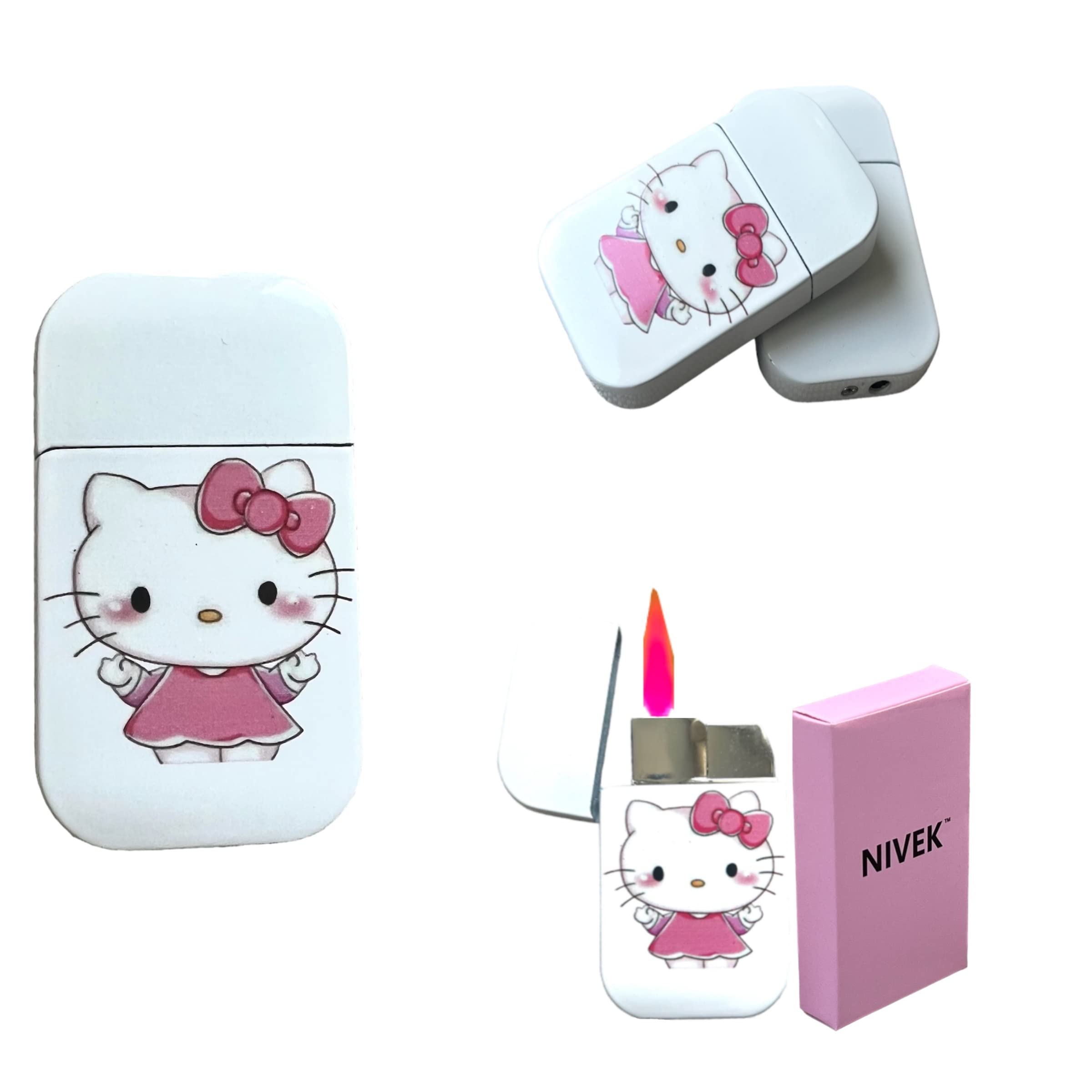 NIVEK Kuromi Lighter Kitty Cat KT Lighter Pink Flame Pocket Lighter  Refillable Kawaii Cute Windproof Flame (Cat, Rabbit, Melody, Stella) (A5- Kitty White) : Amazon.co.uk: Home & Kitchen