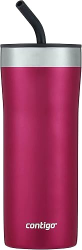 Contigo x Ally Love Steel Insulated Tumbler w/Straw, Autoclose Technology, Easy Clean Lid & Straw, Leak-proof Drinking, Keeps Drinks Cold for 20 hours, BPA Free, 24oz., Streeterville 2.0, Licorice