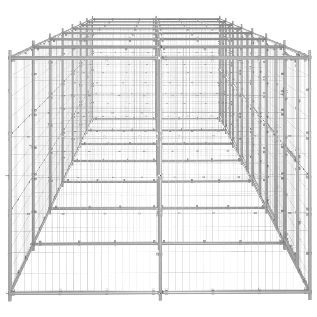 vidaXL Gabbia per Cani da Esterno in Acciaio Zincato 16,94 m²