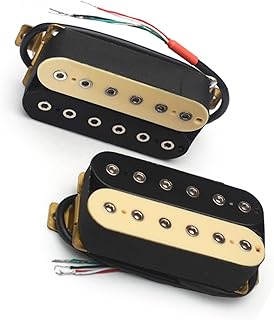 6 String Electric Guitar Pickups Humbucker Dual In Line Adjustable 12pcs Hex Pickup Off White/Black guitar pickup set (Color : Neck and Bridge)