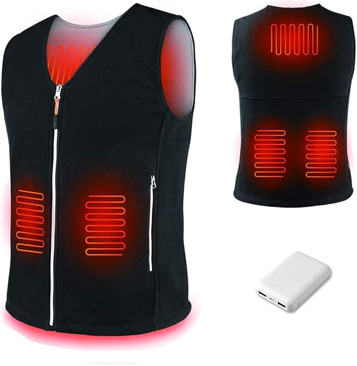 Heated Polar Fleece Vest with Power Bank 10000 mAh,Heated Body Warmer