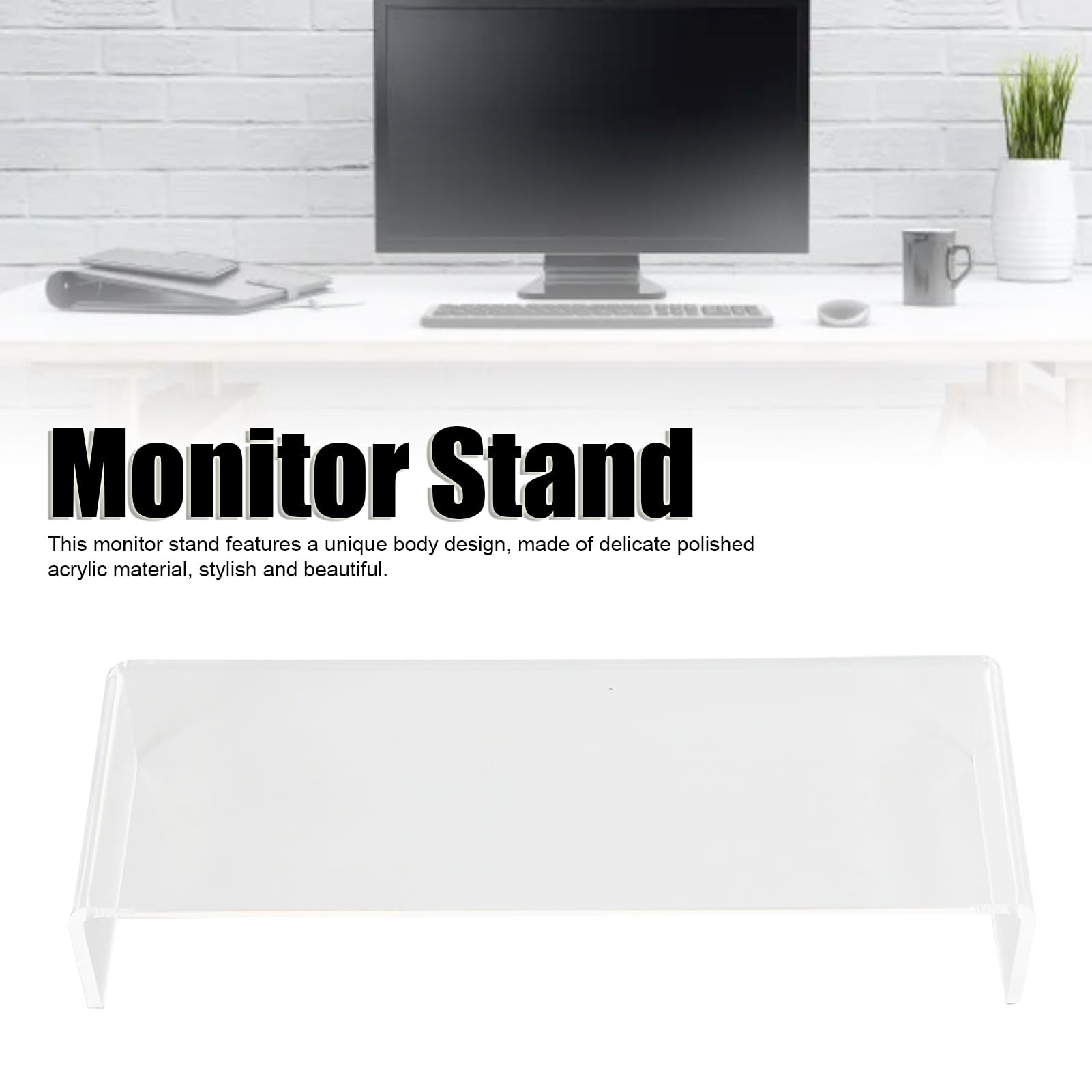 Podstawka pod monitor Akrylowa podstawka pod komputer o wysokości 3,5 cala Przezroczysta wytrzymuje obciążenie do 50 funtów Ergonomiczny organizer na biurko do domowego biura do (Przezroczysty)