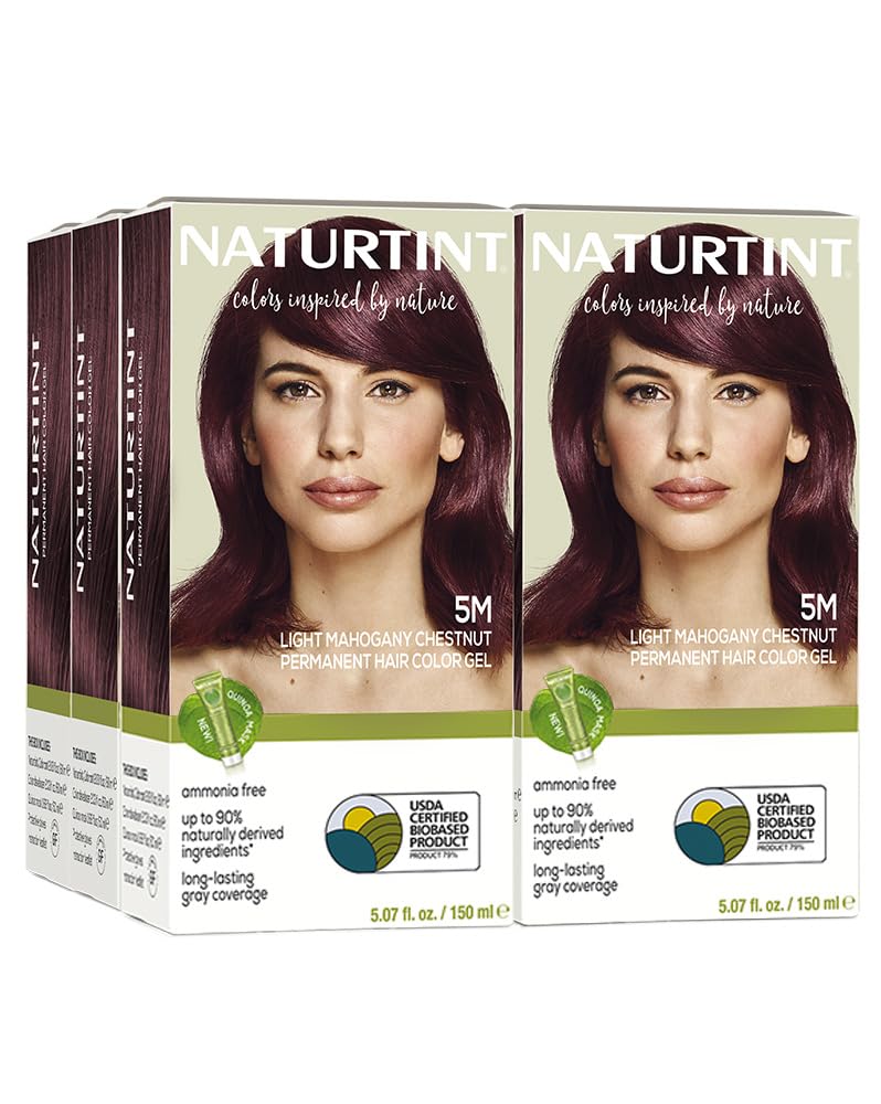 Naturtint 5M Light Mahogany Chestnut Permanent Hair Color (Pack of 6), Ammonia Free, Vegan, Cruelty Free, up to 100% Gray Coverage, Long Lasting Results (Packaging may vary)