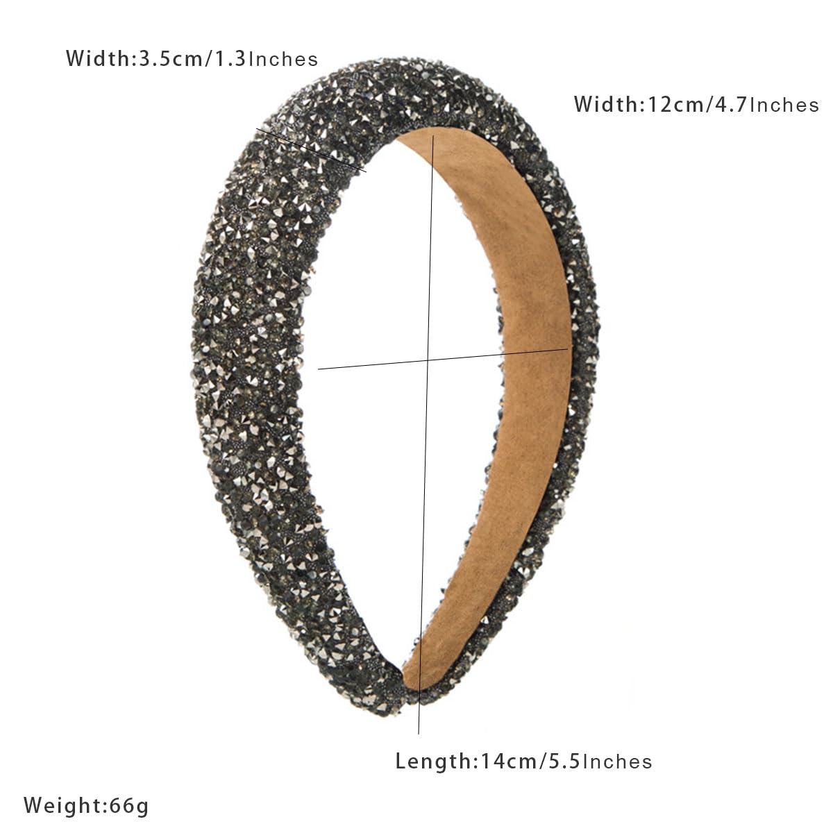 scicent Black Head Bands Adult Women Fashion Sparkly Glitter Hairband Wide Hair Bands for Girls Non-Slip Vintage Headband 5427 - Image 2