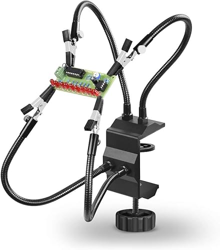 Helping Hands - Herramientas de tercera mano, 4 brazos con tornillo de banco ajustable, base de abrazadera de escritorio para reparación de