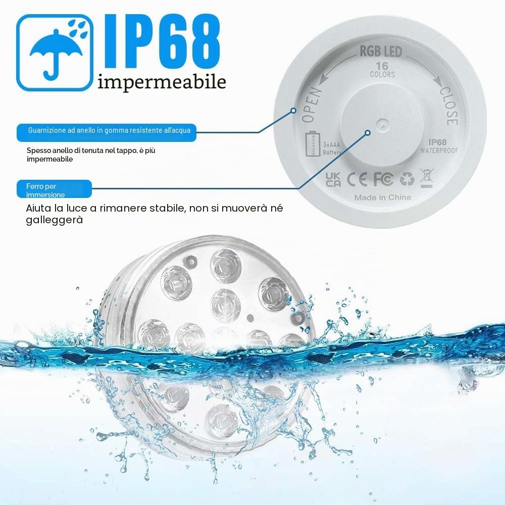 4 Pezzi Luci per Piscina,16 Colori Piscina IP68 Impermeabile LED, Immersione Subacquea Candele Subacquea Light con 2 Telecomando per Vasca da Bagno, Acquario, La Cerimonia Nuziale,Partito