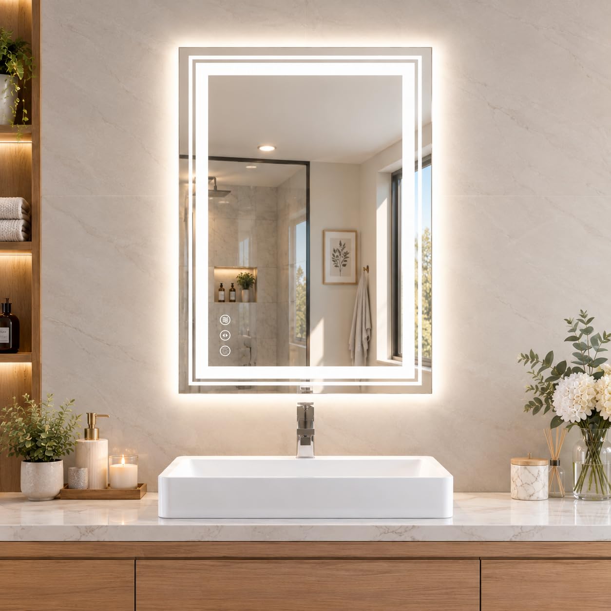 WTTY 40" x 30" LED Bathroom Mirror with Lights,ETL Listed