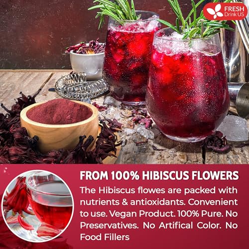 Image of FreshDrinkUS, 6oz Hibiscus Dried Flowers, 100% Natural, Pure from Hibiscus Flowers. Loose Flower Hibiscus Herbal Tea. Hibiscus Flower Tea. No Sugar, No Caffeine, No Gluten, Vegan.