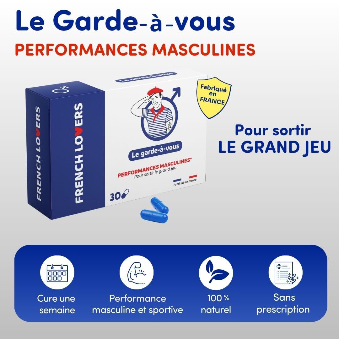 GARDE-À-VOUS Ginseng, Maca, Stimulant Puissant Pour Homme Actif - 100% naturel - Performance masculine et sportive - Formule Hautement Dosée - 30 gélules - Gingembre, Guarana, Fenugrec