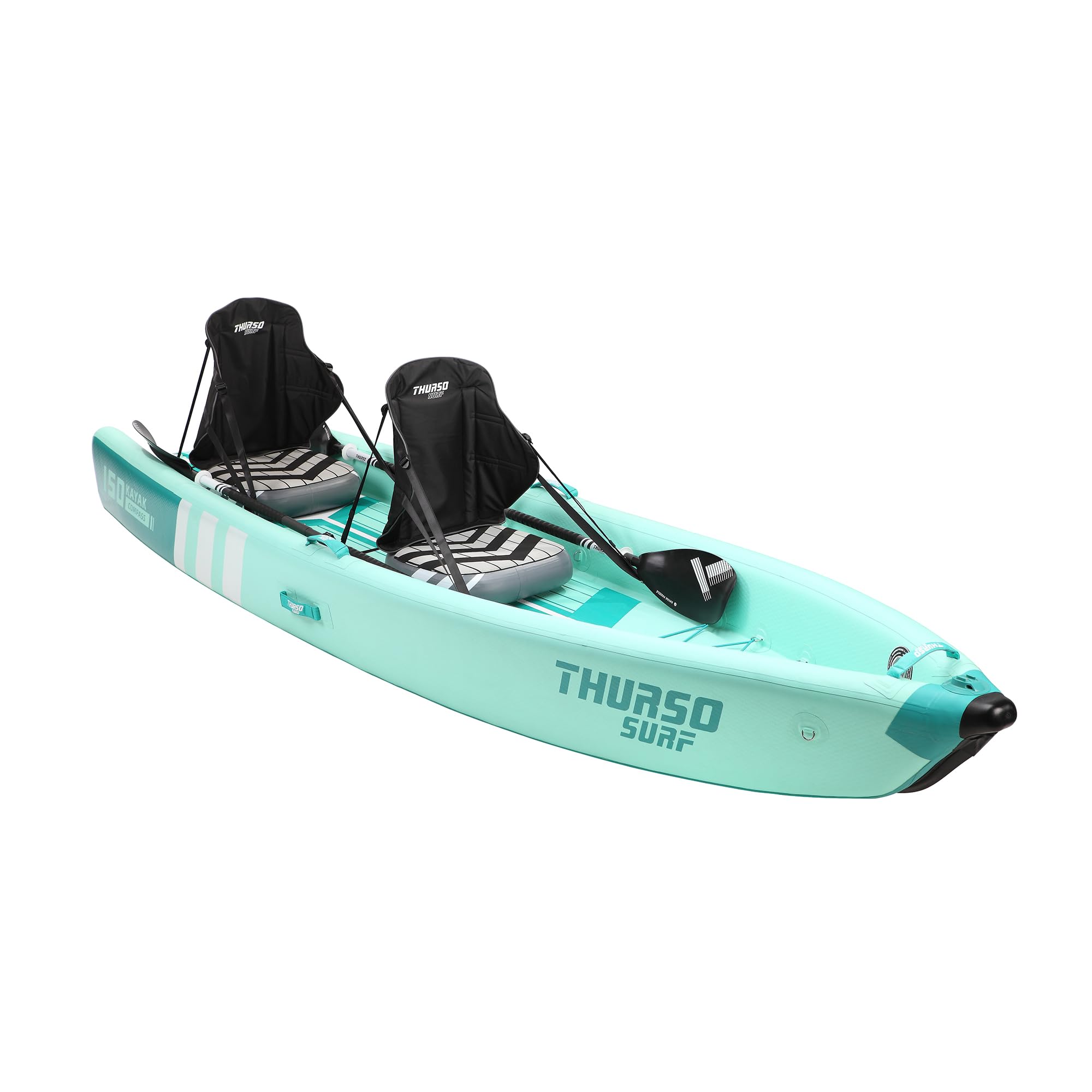 THURSO SURF Compass Inflatable SUP Kayak 2-Person Sports Kayak Set with Two Carbon Oars & Lightweight Seats & Electric Pump
