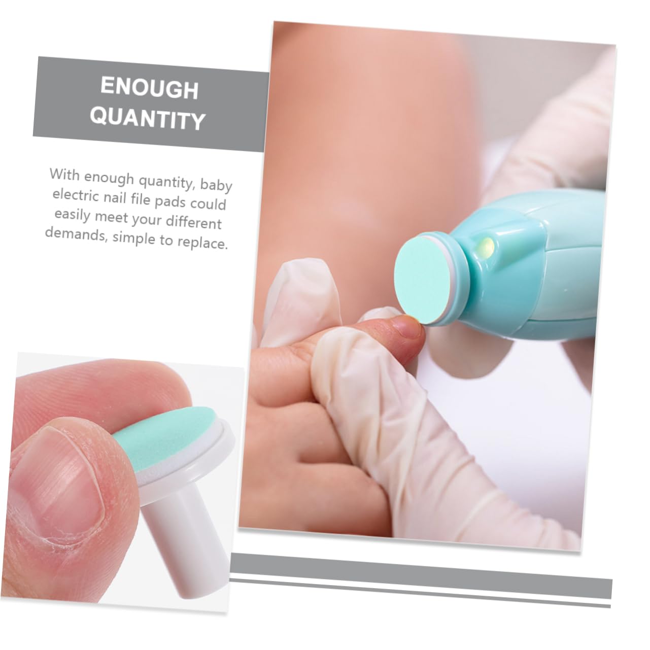 SOESFOUFU 24Pcs Electric Nail File Replacement Pads Nail Trimmer Electric Grinding Heads for Safe and Gentle Nail Care for Toddlers