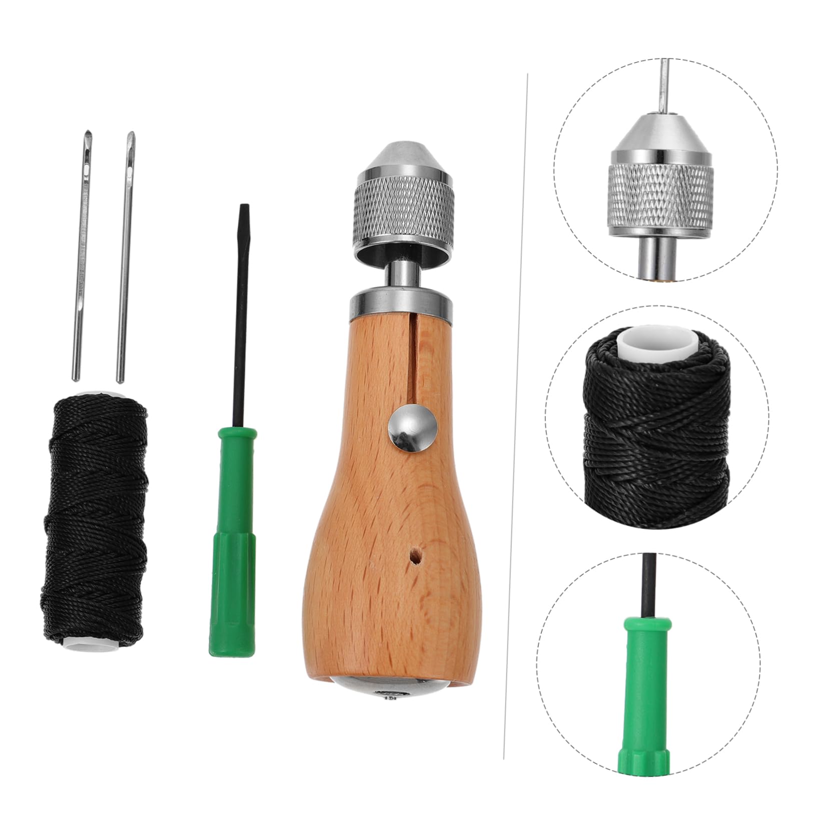 STOBOK 3juegos Kit De Herramientas Para Coser Punzón De Coser Agujas Hilo Encerao y Destornillador Diseño Ergonómico Para Proyectos De Bricolaje y Reparación De Bolsas y Calzado