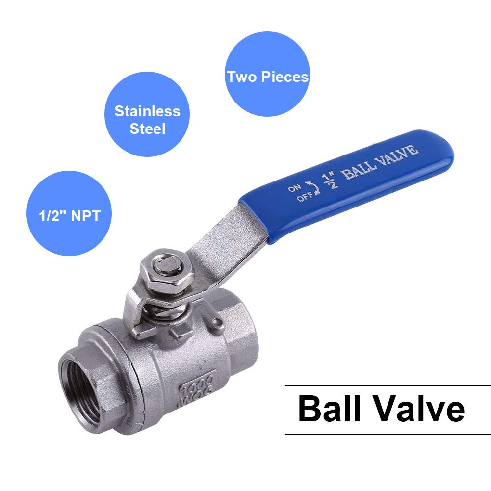 Buy TwoPiece Ball Valve,1/2'' NPT DN15 Replacement Water Valve Shut