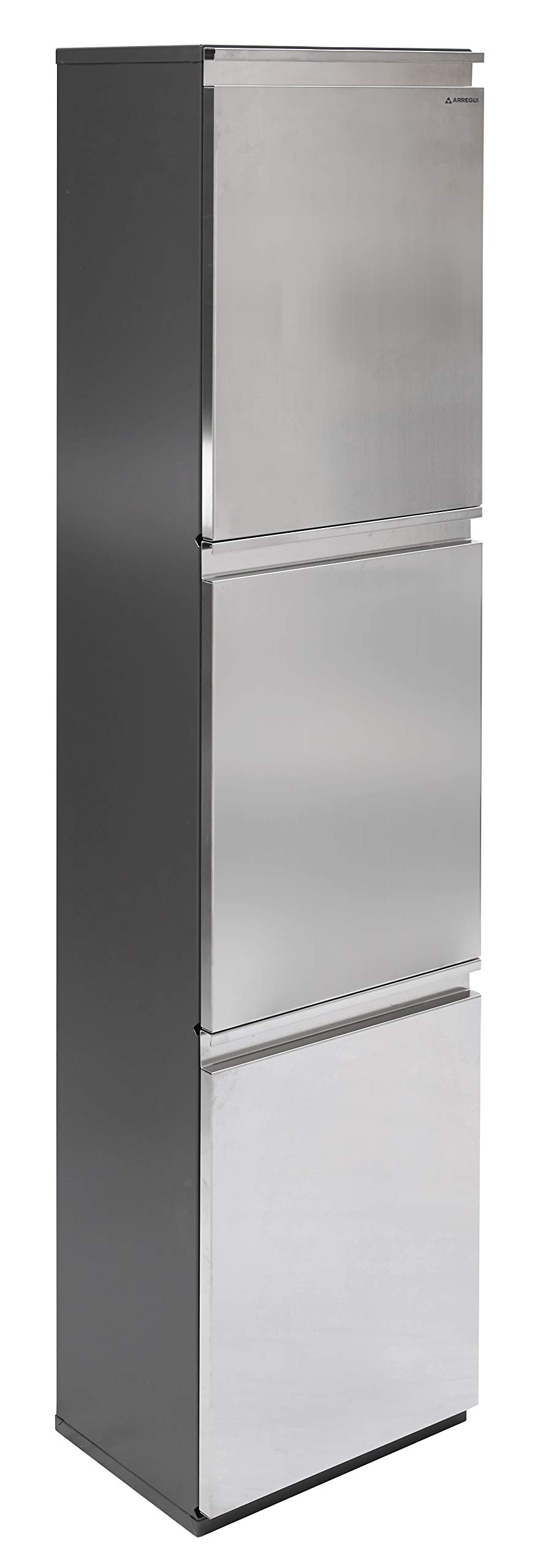 Arregui Vario CR305 Pattumiera Differenziata 3 Scomparti | 3 x 16L (48L) | Contenitore in Acciaio Inox | Mobile per Raccolta Differenziata | Cestino per Spazzatura da Cucina e Ufficio