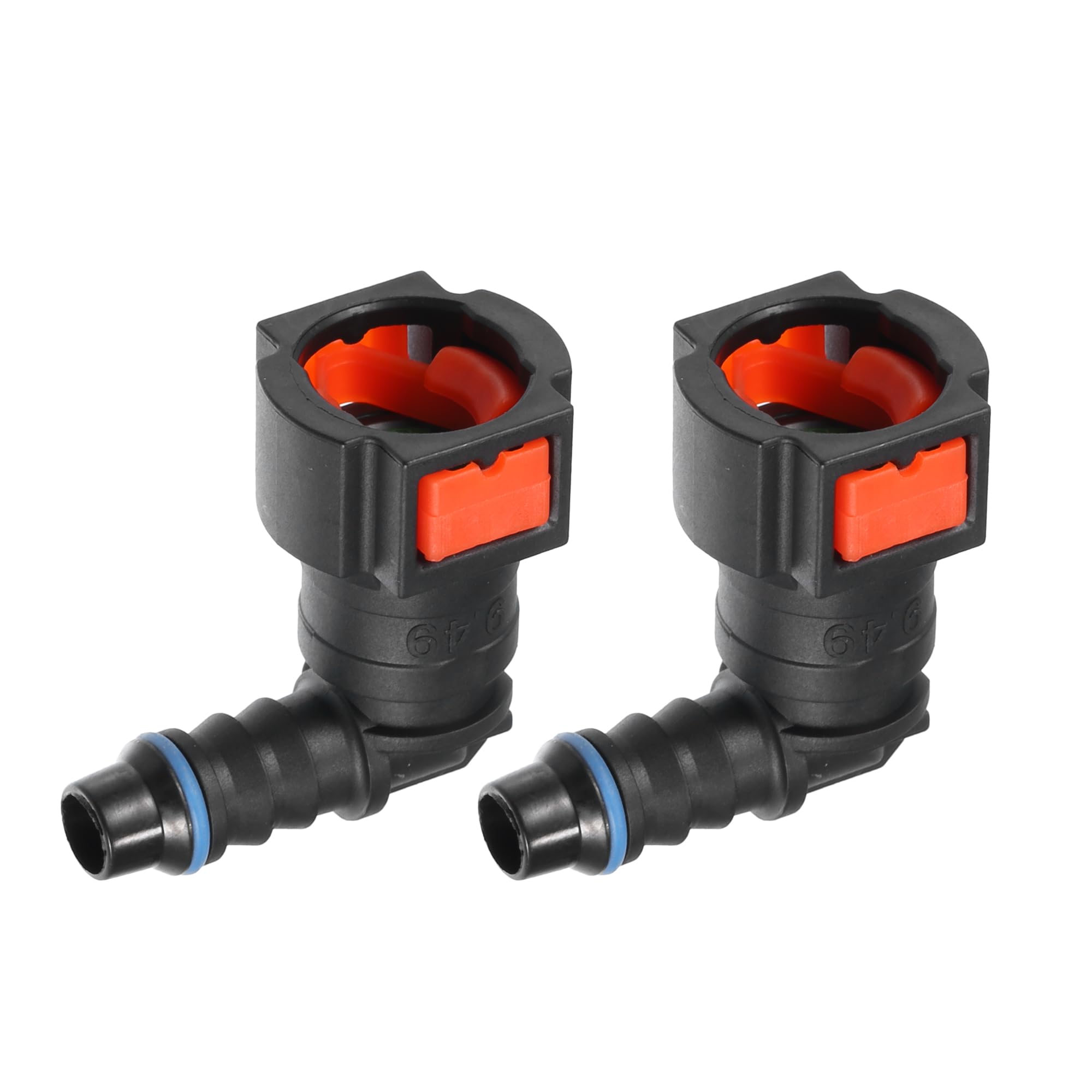 A ABSOPRO conector Rápido de Manguera de Línea de Combustible para Automóvil, 90 Grados, 3/8" (9.49Mm) Sae A 5/16" (8Mm), desconexión de Manguera de Plástico Rojo (Juego de 2)