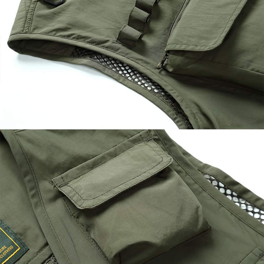 Mens Multi-Pocketed Utility Vest Outdoor Casual Fishing Waistcoats Photography Jacket N7898