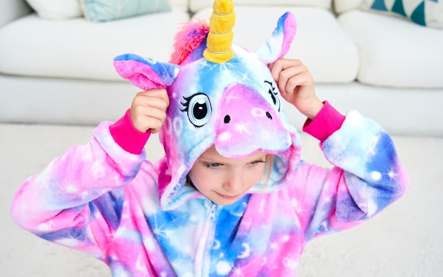 Unisex Kids Unicorn Onesie Girls One Piece Pajamas Halloween Cosplay Costume Sleepwear - Image 5