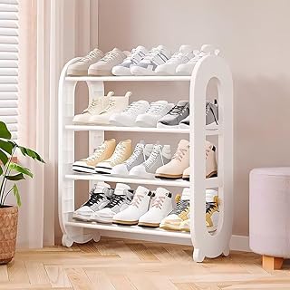 MISHIP オープシューズラック 4段 無印 簡易 幅61×奥行23×高さ62cm オープン棚 脚付き 横揺れ防止 収納棚 スチ一ル製 積み重ね 下駄箱 靴入れ 靴箱 玄関家具