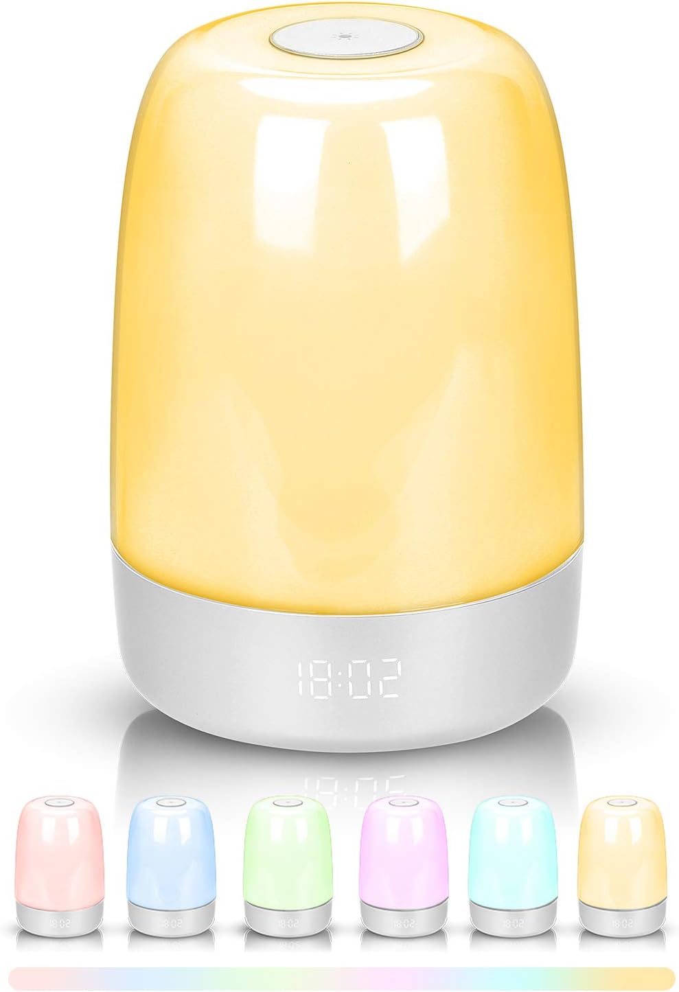 Sunrise Alarm Clock Wake Up Light, RUMIA LED Touch Sensor Night Light, 5 Nature Sounds, Color Changing, 3 Brightness Levels, Sleep Aid Alarm Clock with Sunset Simulation for Kids Adults