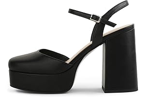 Square Toe Platform Heels with Ankle Strap