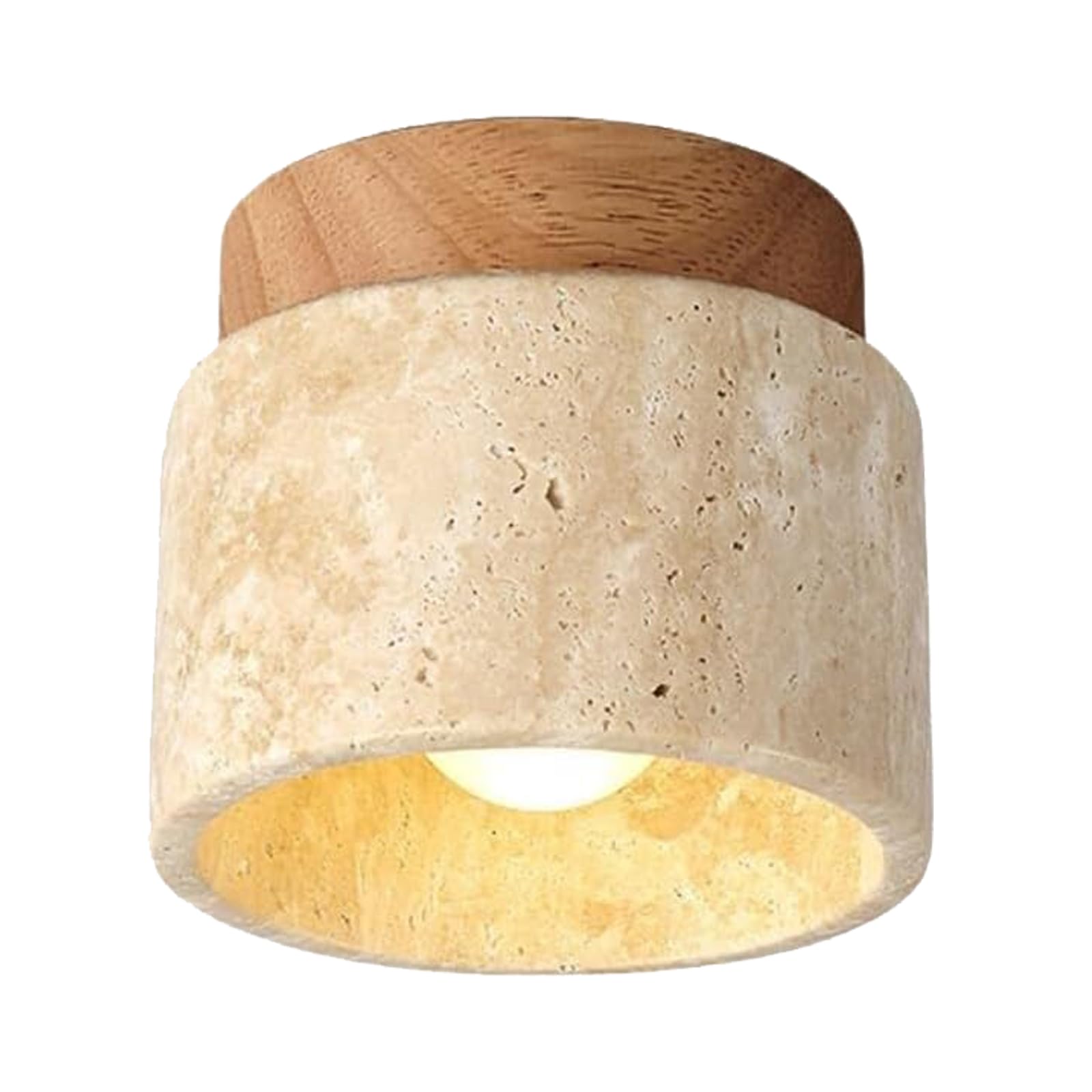 Lampa sufitowa Vintage Kreatywność, Trawertyn Żółty Naturalny Abażur Lampa sufitowa Drewno Wiszące Do Salonu Kuchnia Korytarz Sypialnia