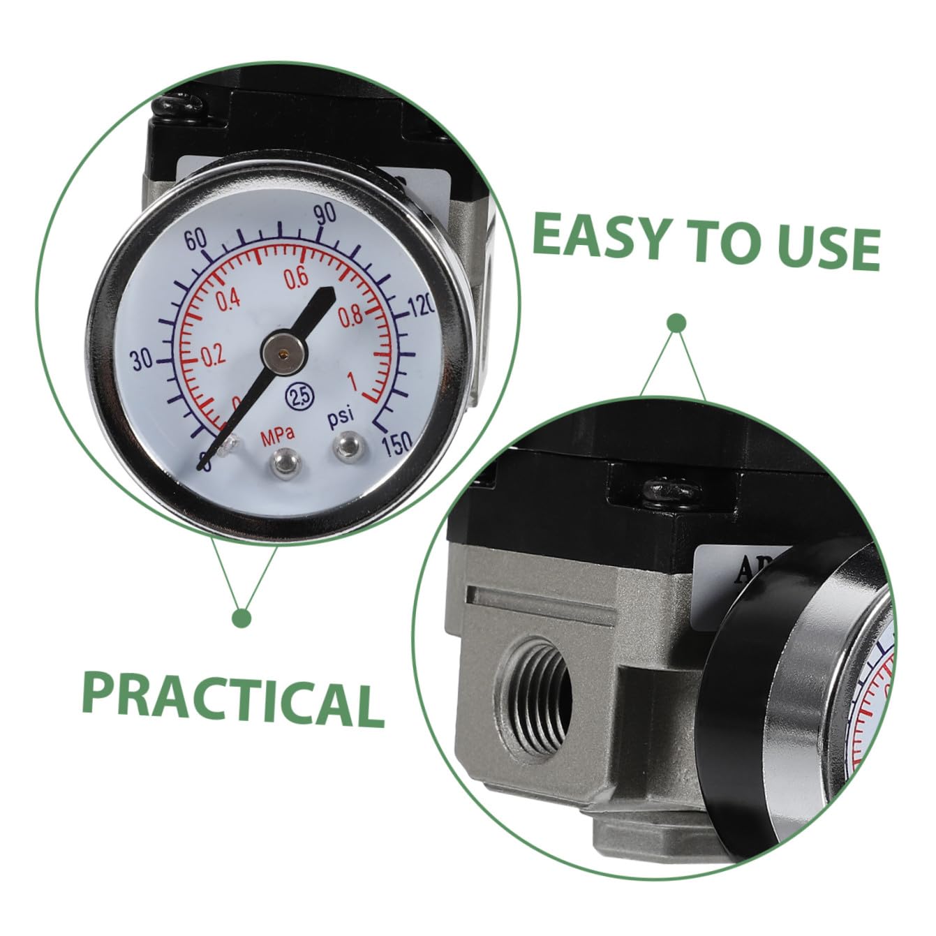 3pièces Régulateur De Pression Pour Compresseur Air Avec Manomètre Contrôle Précis Et Installation Facile Pour Applications Pneumatiques Psi