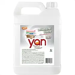 Sabão Liquido Coco Lava Roupas Brancas e Coloridas Remove Manchas e Limpa Sujeiras Mais Difíceis Yan 5 Litros
