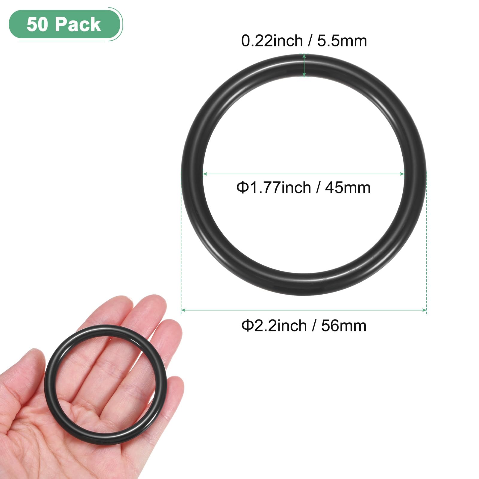 M METERXITY 50-Pack Dream Catcher Rings,2.2 Inch Plastic Macrame Wreath Floral Round Rings Plastic O Rings Hoop for DIY Wedding Wreath/Wall Hanging/Christmas/Camping Black 0.22 Inch - Image 3