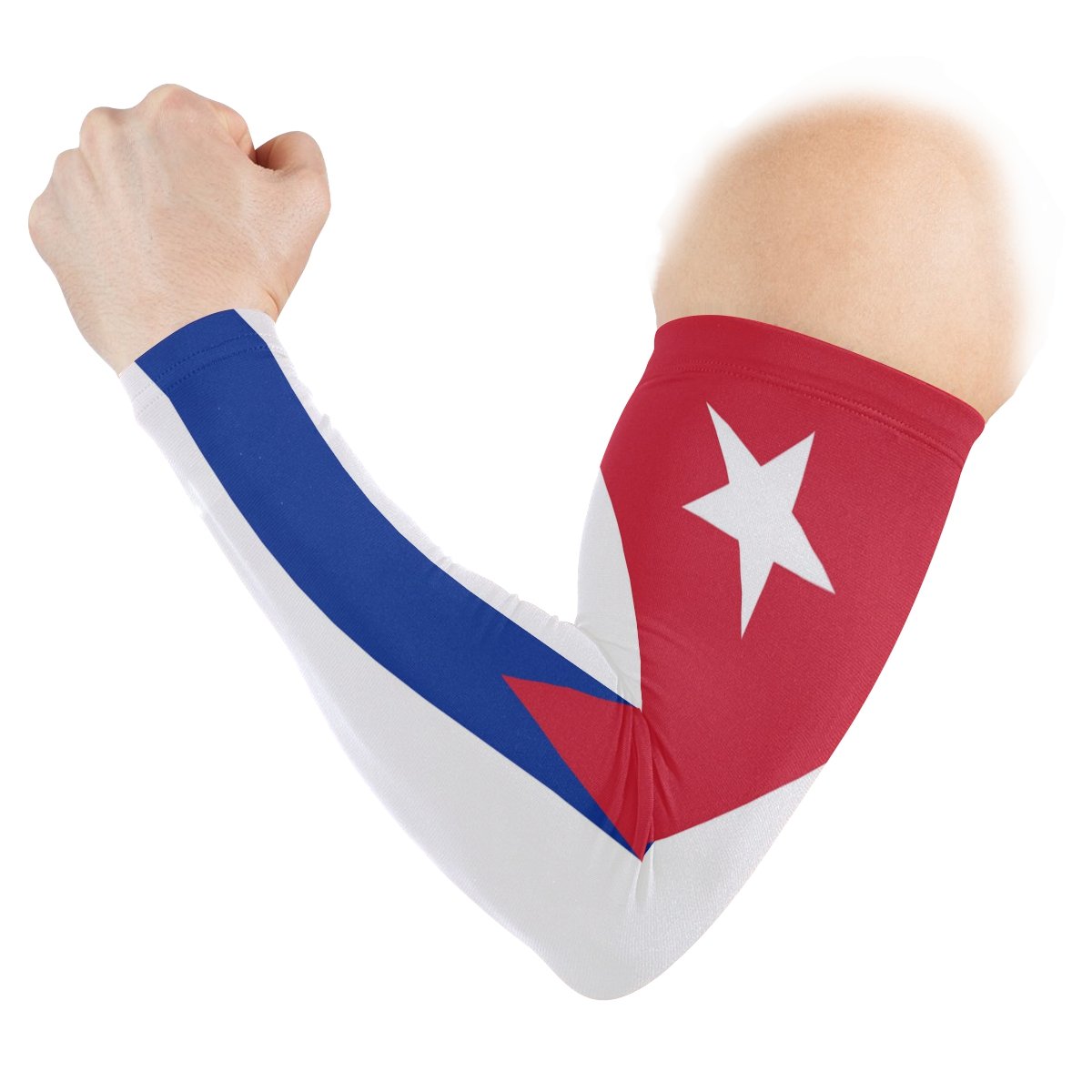 CHLBOJ Cuban Flag Compression Arm Sleeves 1 Pair - 2 Sleeves Youth & Adult Sizes Football Baseball Basketball Cycling Tennis