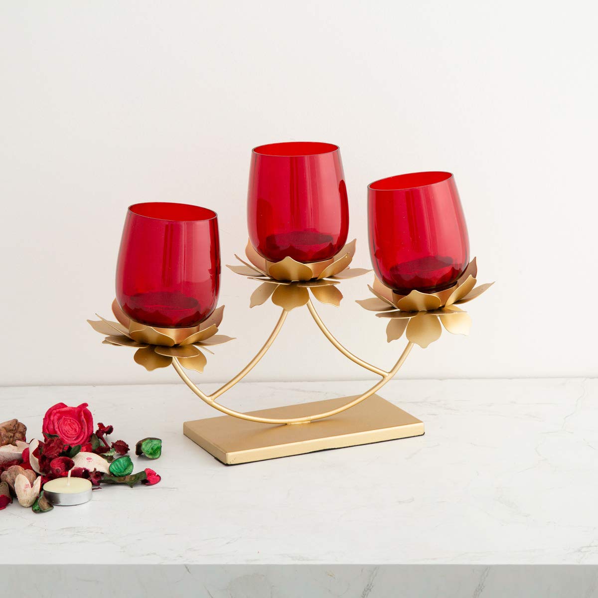 Home Centre Splendid Lotus 3-Stand Votive Holder