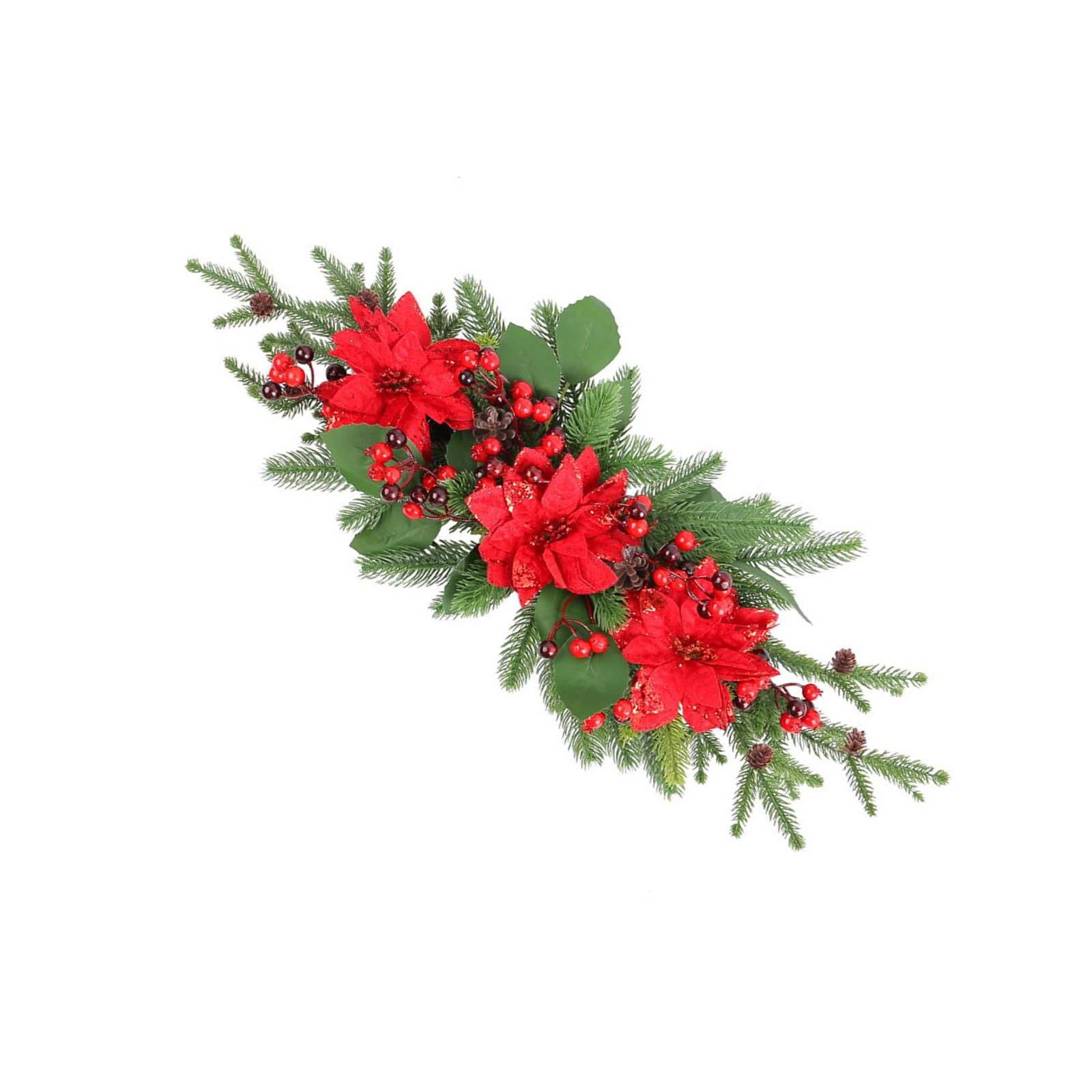 Couronne de Noël en fleurs baies feuilles fruits décoration festive maison